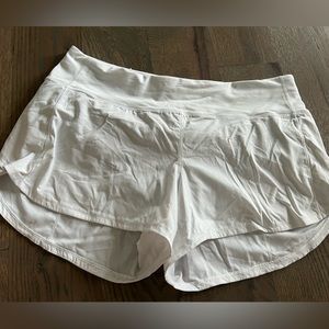 lululemon speed up white shorts, size 12